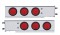 (2/Bulk) Stainless Steel Spring Loaded Rear Lt Bar W/ Six 4" Round Red Incandescent Lt - 3 3/4" Bolt Pattern