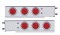 (2/Bulk) 430 Stainless Steel Spring Loaded Rear Lt Bar W/ Six 4" Round Red Incandescent Lt W/ Visor - 3 3/4" Bolt Pattern