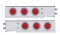 (2/Bulk) 430 Stainless Steel Spring Loaded Rear Lt Bar W/ Six 4" Round Red Incandescent Lt W/ Visor - 2" Bolt Pattern