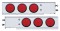 (2/Bulk) 430 Stainless Steel Spring Loaded Rear Lt Bar W/ Six 4" Round Red Incandescent Lt - 2 1/2" Bolt Pattern