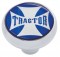 Chrome Deluxe Air Valve Knob W/ Glossy "Tractor" Maltese Cross Sticker - Blue