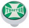 Chrome Deluxe Air Valve Knob W/ Glossy "Tractor" Maltese Cross Sticker - Green