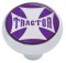 Chrome Deluxe Air Valve Knob W/ Glossy "Tractor" Maltese Cross Sticker - Purple
