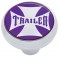 Chrome Deluxe Air Valve Knob W/ Glossy "Trailer" Maltese Cross Sticker - Purple