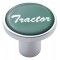Chrome Air Valve Knob W/ Glossy "Tractor" Sticker - Green