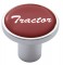 Chrome Air Valve Knob W/ Glossy "Tractor" Sticker - Red