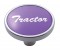 Chrome Short Pin Mount Air Valve Knob W/ Aluminum "Tractor" Sticker - Purple
