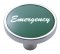 Chrome Short Pin Mount Air Valve Knob W/ Aluminum "Emergency" Sticker - Green