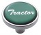 Chrome Short Pin Mount Air Valve Knob W/ Glossy "Tractor" Sticker - Green