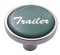 Chrome Short Pin Mount Air Valve Knob W/ Glossy "Trailer" Sticker - Green