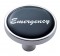 Chrome Short Pin Mount Air Valve Knob W/ Glossy "Emergency" Sticker - Black