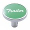 Chrome Long Pin Mount Air Valve Knob W/ Aluminum "Trailer" Sticker - Green
