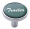 Chrome Long Pin Mount Air Valve Knob W/ Glossy "Trailer" Sticker - Green