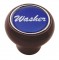 Wood Deluxe Dash Knob W/ Glossy "Washer" Sticker - Blue