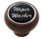 Wood Deluxe Dash Knob W/ Glossy "Wiper/Washer" Sticker - Black