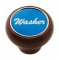 Wood Deluxe Dash Knob W/ Aluminum "Washer" Sticker - Blue