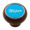 Wood Deluxe Dash Knob W/ Aluminum "Wiper" Sticker - Blue