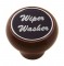 Wood Deluxe Dash Knob W/ Aluminum "Wiper/Washer" Sticker - Black