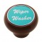 Wood Deluxe Dash Knob W/ Aluminum "Wiper/Washer" Sticker - Blue