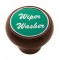 Wood Deluxe Dash Knob W/ Aluminum "Wiper/Washer" Sticker - Green
