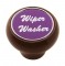 Wood Deluxe Dash Knob W/ Aluminum "Wiper/Washer" Sticker - Purple