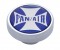 Chrome Dash Knob W/ Glossy "Fan/Air" Maltese Cross Sticker - Blue