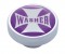 Chrome Dash Knob W/ Glossy "Washer" Maltese Cross Sticker - Purple