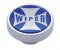 Chrome Dash Knob W/ Glossy "Wiper" Maltese Cross Sticker - Blue