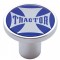 Chrome Air Valve Knob W/ Glossy "Tractor" Maltese Cross Sticker - Blue