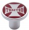 Chrome Air Valve Knob W/ Glossy "Tractor" Maltese Cross Sticker - Red