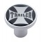 Chrome Air Valve Knob W/ Glossy "Trailer" Maltese Cross Sticker - Black