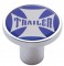Chrome Air Valve Knob W/ Glossy "Trailer" Maltese Cross Sticker - Blue