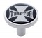 Chrome Long Pin Mount Air Valve Knob W/ Glossy " Tractor" Sticker - Black