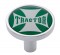 Chrome Long Pin Mount Air Valve Knob W/ Glossy " Tractor" Sticker - Green