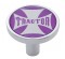 Chrome Long Pin Mount Air Valve Knob W/ Glossy " Tractor" Sticker - Purple