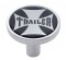 Chrome Long Pin Mount Air Valve Knob W/ Glossy " Trailer" Sticker - Black