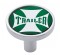 Chrome Long Pin Mount Air Valve Knob W/ Glossy "Trailer" Sticker - Green