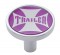 Chrome Long Pin Mount Air Valve Knob W/ Glossy "Trailer" Sticker - Purple