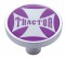 Chrome Short Pin Mount Air Valve Knob W/ Glossy "Tractor" Sticker - Purple