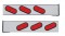 (2/Bulk) Chrome 2 Pcs. Rear Light Bar W/ 6 Slanted Oval Red Incandescent Light W/ Grommet - 4 Hole Flange Mount
