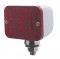 Chrome Medium Rectangular Auxiliary Incandescent Light - Red
