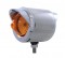 Stainless Steel Double Face Housing W/ 2 Incandescent 2 1/2" Crystal Beehive Lt & Chrome Pl. Visor - Amber/Red