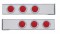 (2/Bulk) Chrome 2 Pcs. Rear Light Bar W/ Six 4" Incandescent Red Light W/ Bezel - 4 Hole Flange Mount