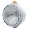 Stainless Steel "Guide" Peterbilt H4 Halogen Headlight W/ 5 Amber Led Top Mount Light - Amber Lens