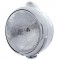 Chrome "Guide" Peterbilt H6024 Halogen Headlight W/ 5 Amber Led Top Mount Light - Clear Lens