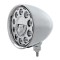 Chrome Aluminum 7" Billet Style "Chopper" Motor Vehicle/Truck Mount Headlight With Smooth Visor - 11 High Power Crystal