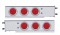 (2/Bulk) Chrome Spring Loaded Rear Light Bar W/ Six Incandescent 4" Red Round Light W/ Bezel - 3 3/4" Red B.P.