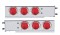 (2/Bulk) Chrome Spring Loaded Rear Light Bar W/ 6 Incandescent 4" Red Round Light W/ Visor - 3 3/4" Red Bolt Pattern
