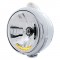 Chrome "Guide" Headlight W/ Amber/Clear Dual Function Top Mount Light - 10 Amber Led Crystal Halogen