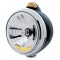 Black "Guide" Headlight W/ Amber Dual Function Top Mount Light - 10 Amber Led Crystal Halogen